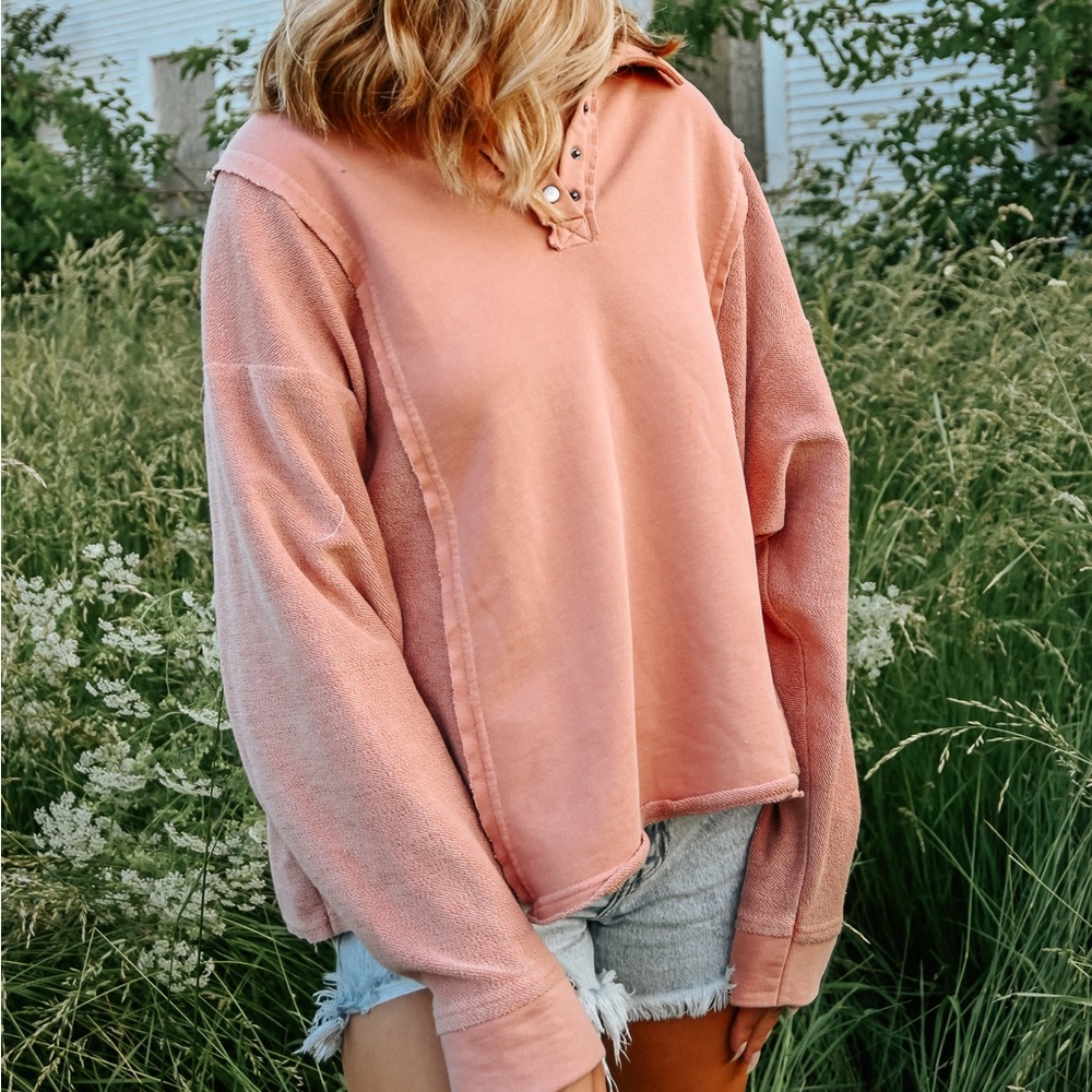 Peach Love California quarter snap pullover